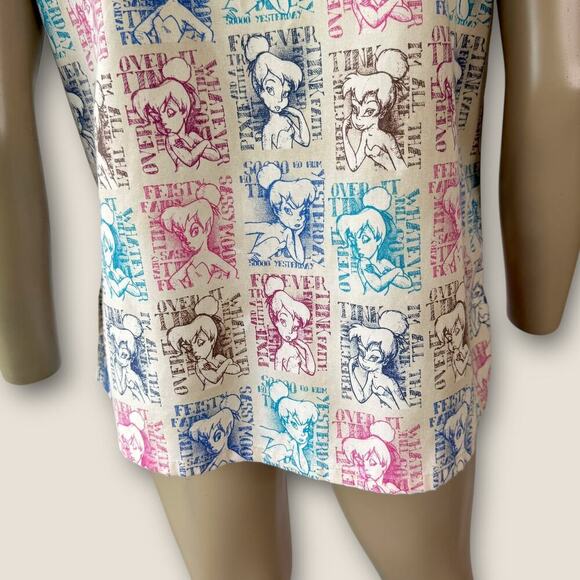 Disney Short Sleeve Medical Scrub Top Nurse Tinker Bell Women Size M Multicolor - Picture 8 of 11